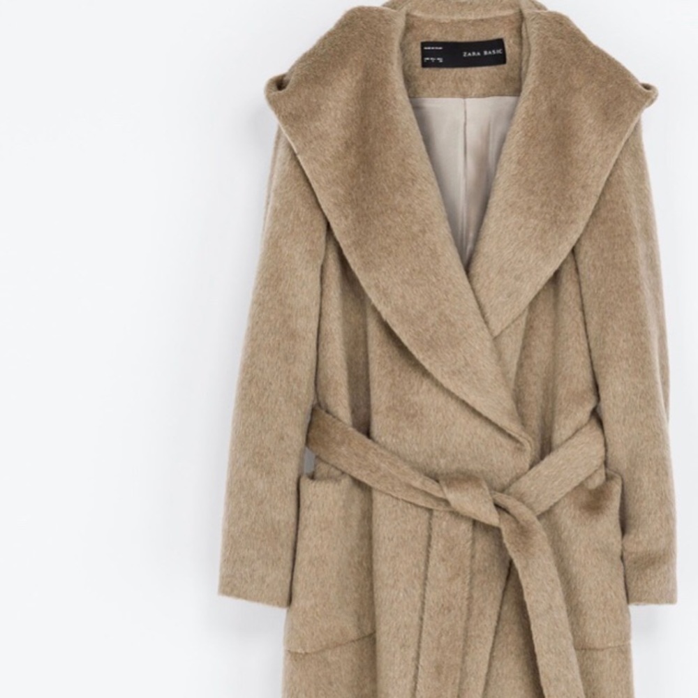 Zara camel wrap coat.